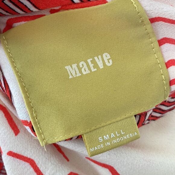 Anthropologie Maeve Red & Cream Veronica Mini Shirtdress Size Small - Picture 10 of 13